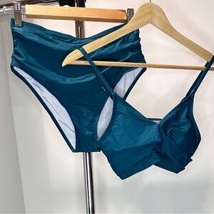 New Teal Bikini Set with high waist and adjustable straps, Small